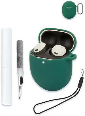 Case for Google Pixel Buds Pro 2- Wireless Earbuds with Active Noise Cancellation, Soft Silicone Protective Portable Scratch Shock Resistant Shell with Cleaner Kit & Carabiner & LanyardGreen Case for Google Pixel Buds Pro 2- Wireless Earbuds with Active Noise Cancellation, Soft Silicone Protective Portable Scratch Shock Resistant Shell with Cleaner Kit & Carabiner & LanyardGreen