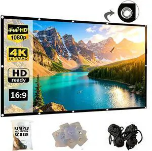120 inch Projector Screen 16:9 Foldable Anti-Crease Portable Projector Movies Screens for Home Theater Outdoor Indoor Support Double Sided Projection Upgrade Quality 120 inch Projector Screen 16:9 Foldable Anti-Crease Portable Projector Movies Screens for Home Theater Outdoor Indoor Support Double Sided Projection Upgrade Quality