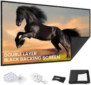 72 inch Projector Screen Upgraded- Black Backing, Straight Edges, Foldable, Washable and Wrinkle-Free - for Indoor Home Theater and Outdoor Cinema -White 16:9 by IOLIEO 72 inch Projector Screen Upgraded- Black Backing, Straight Edges, Foldable, Washable and Wrinkle-Free - for Indoor Home Theater and Outdoor Cinema -White 16:9 by IOLIEO