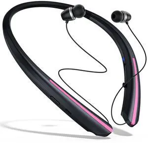 APPINESSEY Bluetooth Headphones Retractable Neckband, Bluetooth Headset with Microphone Vibration Call, Stereo Noise Cancelling Earphones for Workout Sports Driving (Black Pink) APPINESSEY Bluetooth Headphones Retractable Neckband, Bluetooth Headset with Microphone Vibration Call, Stereo Noise Cancelling Earphones for Workout Sports Driving (Black Pink)
