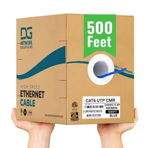DG Cat6 Riser (CMR), 500ft, Unshielded, 24AWG, with Spline (+), Solid Bare Copper, 600MHz, ETL Listed, Indoor/Home/Commercial Use, Bulk Ethernet Cable, Blue DG Cat6 Riser (CMR), 500ft, Unshielded, 24AWG, with Spline (+), Solid Bare Copper, 600MHz, ETL Listed, Indoor/Home/Commercial Use, Bulk Ethernet Cable, Blue