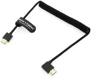 Alvin's Cables 8K 2.1 HDMI High Speed Straight to Left Angle Braided Coiled Cable for Atomos Ninja V, Portkeys BM5, for Feelworld Monitor, for Canon C300, Z CAM E2, for Sony FS5^^ FS7^^ A7S3 Cameras Alvin's Cables 8K 2.1 HDMI High Speed Straight to Left Angle Braided Coiled Cable for Atomos Ninja V, Portkeys BM5, for Feelworld Monitor, for Canon C300, Z CAM E2, for Sony FS5^^ FS7^^ A7S3 Cameras
