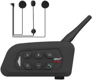 EJEAS V4 Plus Motorcycle Helmet Bluetooth 5.1 Intercom Headset with FM Radio and CVC Noise Reduction for 4 Riders Intercom (1 Pack) EJEAS V4 Plus Motorcycle Helmet Bluetooth 5.1 Intercom Headset with FM Radio and CVC Noise Reduction for 4 Riders Intercom (1 Pack)