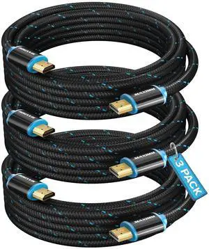Maximm Hdmi Cable 4K 10 Ft, 3 Pack, Braided, 18Gbps, Hdmi 2.0, Gold-Plated Maximm Hdmi Cable 4K 10 Ft, 3 Pack, Braided, 18Gbps, Hdmi 2.0, Gold-Plated