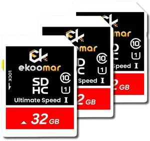 Ekoomar Card - Class 10, High-Speed Memory Card with 100MB/s for Digital Camera, Dash Cam, & Video Recording ^^ Durable & Reliable Storage for Memories, Camera Card 32GB (Pack of 3) Ekoomar Card - Class 10, High-Speed Memory Card with 100MB/s for Digital Camera, Dash Cam, & Video Recording ^^ Durable & Reliable Storage for Memories, Camera Card 32GB (Pack of 3)