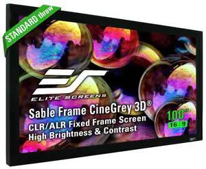 Elite Screens Ceiling and Ambient Light Rejecting Fixed Frame Projector Screen Sable Frame CineGrey 3D, 100-inch Diagonal 16:9 for Home Theater, Movie and Office Presentations, ER100DHD3 Elite Screens Ceiling and Ambient Light Rejecting Fixed Frame Projector Screen Sable Frame CineGrey 3D, 100-inch Diagonal 16:9 for Home Theater, Movie and Office Presentations, ER100DHD3