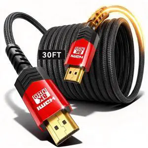 Adrenenjoyer 8K HDMI 2.1 Cable 30 FT,48Gbps Ultra High Speed Braided Gaming Cord Support 10K 8K@60Hz 4K@120Hz/144Hz HDCP 2.2&2.3 eARC DTS:X HDR10 VRR Compatible for RTX 5090/PS5/Xbox X/S/TV etc Adrenenjoyer 8K HDMI 2.1 Cable 30 FT,48Gbps Ultra High Speed Braided Gaming Cord Support 10K 8K@60Hz 4K@120Hz/144Hz HDCP 2.2&2.3 eARC DTS:X HDR10 VRR Compatible for RTX 5090/PS5/Xbox X/S/TV etc
