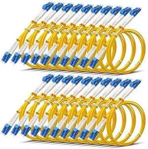 Threlaco 20 Pack LC to LC Fiber Patch Cable 3.28 Ft/ 1 M OS2 Single Mode Optic Patch Cable Duplex, 10GB LSZH Duplex SMF Jumper Cord, Yellow SMF Threlaco 20 Pack LC to LC Fiber Patch Cable 3.28 Ft/ 1 M OS2 Single Mode Optic Patch Cable Duplex, 10GB LSZH Duplex SMF Jumper Cord, Yellow SMF