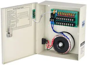 EVERSECU 9 Channel AC 24V 5 Amp Reset Fuse CCTV DC Distributed Power Box with AC Plug and Lock for Security Cameras, DVRs, CCTV Power Supply EVERSECU 9 Channel AC 24V 5 Amp Reset Fuse CCTV DC Distributed Power Box with AC Plug and Lock for Security Cameras, DVRs, CCTV Power Supply
