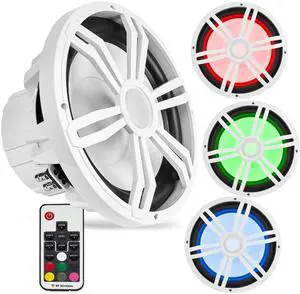 BELVA BMS12RW 1000W Peak (400W RMS) 12" Marine Subwoofer with Multi-Color LED Lighting for Boats/ATV/UTV/SxS/Powersport BELVA BMS12RW 1000W Peak (400W RMS) 12" Marine Subwoofer with Multi-Color LED Lighting for Boats/ATV/UTV/SxS/Powersport
