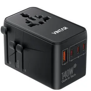 VINTAR 140W GaN Universal Travel Adapter, 6-in-1 International Power Adapter with 2AC, 3 USB-C PD & 1 USB-A QC, All-in-One Charger Compatible with EU/UK/US/AU for Laptops, Tablets, Phones, Cameras VINTAR 140W GaN Universal Travel Adapter, 6-in-1 International Power Adapter with 2AC, 3 USB-C PD & 1 USB-A QC, All-in-One Charger Compatible with EU/UK/US/AU for Laptops, Tablets, Phones, Cameras