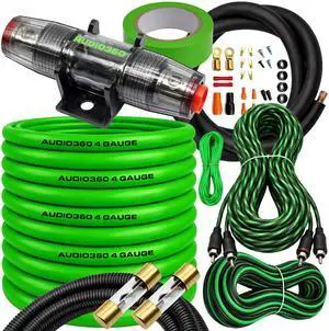 AUDIO360 AD4C - 4 Gauge Amplifier Wiring Kit, True Spec 4 AWG Power Cable, AGU Fuse Holder with 80A & 100A Fuses, Complete 17 ft Install Kit for Car, Truck, Motorcycle, ATV, RV AUDIO360 AD4C - 4 Gauge Amplifier Wiring Kit, True Spec 4 AWG Power Cable, AGU Fuse Holder with 80A & 100A Fuses, Complete 17 ft Install Kit for Car, Truck, Motorcycle, ATV, RV