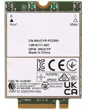 Wisoqu T77W968 4G LTE M.2 Network Card, 3G 4G 5G WWAN Card, eSIM Supported, for 7320 7330 7520 7530 7430 Laptop Wisoqu T77W968 4G LTE M.2 Network Card, 3G 4G 5G WWAN Card, eSIM Supported, for 7320 7330 7520 7530 7430 Laptop