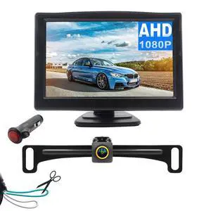 Wired Backup Camera for Truck 5 '' AHD 1080P Front Rear View Monitor KIT 2K IP67 Waterproof Night Vision Reverse Camera for CAR, License Plate Back UP Reverse Camera for 12V Cars Sedan Truck Van SUV Wired Backup Camera for Truck 5 '' AHD 1080P Front Rear View Monitor KIT 2K IP67 Waterproof Night Vision Reverse Camera for CAR, License Plate Back UP Reverse Camera for 12V Cars Sedan Truck Van SUV