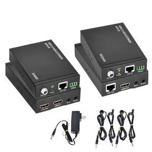 HDMI Extender Over Cat6, 4K@60Hz 4:4:4 HDMI 2.0 Extender Splitter with IR & PoC, Up to 60M Transmission, Multi-Receiver Cascade, HDR, HDCP 2.2 for TV, Monito, PS5, PC and Projector (ET60LP) HDMI Extender Over Cat6, 4K@60Hz 4:4:4 HDMI 2.0 Extender Splitter with IR & PoC, Up to 60M Transmission, Multi-Receiver Cascade, HDR, HDCP 2.2 for TV, Monito, PS5, PC and Projector (ET60LP)