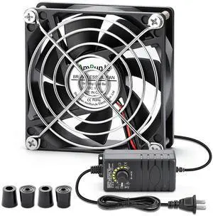 AmRunJe 80mm 12v dc Small Computer Fan with AC Plug 110v 220v Variable Speed Dual Ball Bearing for Cooling Laptop Electronics PC Case Router Xbox Server Receiver DVR AmRunJe 80mm 12v dc Small Computer Fan with AC Plug 110v 220v Variable Speed Dual Ball Bearing for Cooling Laptop Electronics PC Case Router Xbox Server Receiver DVR
