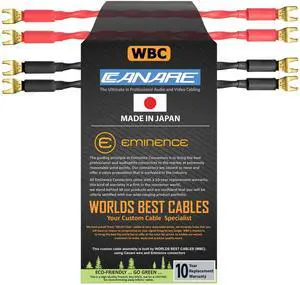 WORLDS BEST CABLES 4 Units - 8 Inch - Canare 4S11 Audiophile Grade - 11AWG - HiFi Speaker Jumper Cable Terminated with Gold Spade Connectors WORLDS BEST CABLES 4 Units - 8 Inch - Canare 4S11 Audiophile Grade - 11AWG - HiFi Speaker Jumper Cable Terminated with Gold Spade Connectors