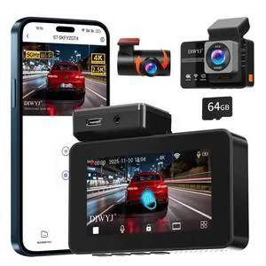 Dash Cam Front and Rear, 4K+2.5K+1080P with 170 Fisheye Lens, Full HD Dash Camera for Cars, 5GHz WiFi, IR Night Vision, WDR, 64GB Card Included (Dual Channel) Dash Cam Front and Rear, 4K+2.5K+1080P with 170 Fisheye Lens, Full HD Dash Camera for Cars, 5GHz WiFi, IR Night Vision, WDR, 64GB Card Included (Dual Channel)