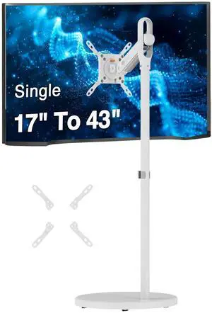 SIIG Single 43" Portable Monitor Arm TV Rolling Stand- White Fits17-43" Screens- Up to 22 lbs- Cable Management- Quick-Release VESA Plate- VESA Plate 75/100/200 (CE-MT5F11-S1) SIIG Single 43" Portable Monitor Arm TV Rolling Stand- White Fits17-43" Screens- Up to 22 lbs- Cable Management- Quick-Release VESA Plate- VESA Plate 75/100/200 (CE-MT5F11-S1)