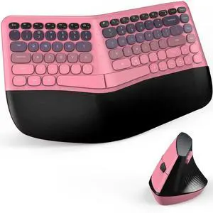 MOFII Wireless Ergonomic Keyboard & Mouse Combo Split Curved Keyboard with Wrist Rest (All-Day Comfort) + Wireless Vertical Ergonomic Optical Mouse, Compatible with PC/Laptop/Desktop- P MOFII Wireless Ergonomic Keyboard & Mouse Combo Split Curved Keyboard with Wrist Rest (All-Day Comfort) + Wireless Vertical Ergonomic Optical Mouse, Compatible with PC/Laptop/Desktop- P