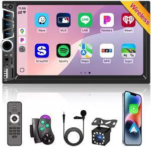 Wireless Apple Carplay 7 inch Double Din Car Stereo,IPS Touchscreen,Bluetooth 5.2,FM Car Radio,Bakcup Camera,Subwoofer Ports, Audio Receiver,Android Auto,Type-C/USB Fast Charging,GPS Navigation Wireless Apple Carplay 7 inch Double Din Car Stereo,IPS Touchscreen,Bluetooth 5.2,FM Car Radio,Bakcup Camera,Subwoofer Ports, Audio Receiver,Android Auto,Type-C/USB Fast Charging,GPS Navigation