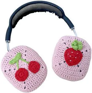 Handmade Crochet Pink Strawberry and Cherry Headphone Cover Compatible with Sony xm6, Protective Case for Music Lovers Handmade Crochet Pink Strawberry and Cherry Headphone Cover Compatible with Sony xm6, Protective Case for Music Lovers