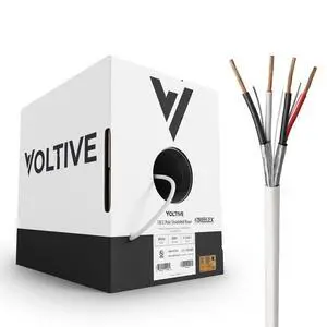 Voltive 18/2 Pair Shielded Low Voltage Wire, Riser CL3R, White, 500ft - 18AWG, 2 Shielded Twisted Pairs, Stranded Bare Copper, UL Listed - V-1260-1 Voltive 18/2 Pair Shielded Low Voltage Wire, Riser CL3R, White, 500ft - 18AWG, 2 Shielded Twisted Pairs, Stranded Bare Copper, UL Listed - V-1260-1