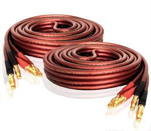LONPOO 14 Gauge Speaker Wire, Oxygen Free Pure Copper Speaker Cables with 245 Strands Gold Plated Banana Plugs,6.6 Feet 2 Pack for Stereo and Home Theater (2M/6.6Ft) LONPOO 14 Gauge Speaker Wire, Oxygen Free Pure Copper Speaker Cables with 245 Strands Gold Plated Banana Plugs,6.6 Feet 2 Pack for Stereo and Home Theater (2M/6.6Ft)