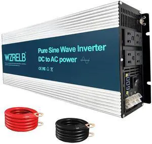 WZRELB 5000W Pure Sine Wave Inverter, Car Power Inverter 60V DC to 110V 120V AC Converter for RV, Truck, Solar, Outdoor with 4 AC Outlets, Hardwire Port, Surge 10000W, LED Display,Off-Grid WZRELB 5000W Pure Sine Wave Inverter, Car Power Inverter 60V DC to 110V 120V AC Converter for RV, Truck, Solar, Outdoor with 4 AC Outlets, Hardwire Port, Surge 10000W, LED Display,Off-Grid