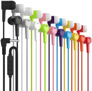 Maeline Bulk Earbuds 40 Pack, Wired Headphones with Microphone, Earphones with Heavy Bass Stereo Noise Blocking, Compatible with iPhone and Android Devices, iPad, MP3, Fits 3.5mm (40 Pack, Ten Color) Maeline Bulk Earbuds 40 Pack, Wired Headphones with Microphone, Earphones with Heavy Bass Stereo Noise Blocking, Compatible with iPhone and Android Devices, iPad, MP3, Fits 3.5mm (40 Pack, Ten Color)