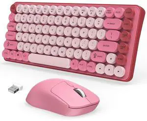 LAMA Colorful Wireless Keyboard and Mouse Combo, Retro 85 Keys Round Keyboard Mouse Set, Adjustable DPI Mouse, 2.4GHz USB Receiver, Silent Keyboard, Cute Mouse for PC, Windows, MAC, Desktop,Lap LAMA Colorful Wireless Keyboard and Mouse Combo, Retro 85 Keys Round Keyboard Mouse Set, Adjustable DPI Mouse, 2.4GHz USB Receiver, Silent Keyboard, Cute Mouse for PC, Windows, MAC, Desktop,Lap