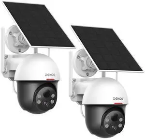 DEKCO Security Cameras Wireless Outdoor, Solar Powered, Panoramic PTZ, Auto Motion Tracking, True 2K, Color Night Vision, Spotlights, 2-Way Talk, 2 Pack DEKCO Security Cameras Wireless Outdoor, Solar Powered, Panoramic PTZ, Auto Motion Tracking, True 2K, Color Night Vision, Spotlights, 2-Way Talk, 2 Pack