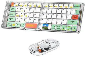 Wireless BT Foldable Keyboard and Mouse Combo,Ultra Slim, Rechargeable, Silent, Portable Travel Keyboard for Laptop, Tablet,Phone (Green) Wireless BT Foldable Keyboard and Mouse Combo,Ultra Slim, Rechargeable, Silent, Portable Travel Keyboard for Laptop, Tablet,Phone (Green)