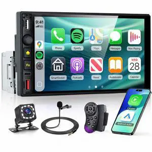 Driauto Single Din Car Stereo with Wireless Carplay Android Auto, 7 Inch 1 Din Car Radio Touch Screen with Bluetooth Mirror Link FM USB/Type-C, SWC Colorful Backlight Car Audio Receiver+ Backup Driauto Single Din Car Stereo with Wireless Carplay Android Auto, 7 Inch 1 Din Car Radio Touch Screen with Bluetooth Mirror Link FM USB/Type-C, SWC Colorful Backlight Car Audio Receiver+ Backup