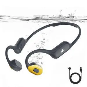 MARLALL Swimming Bone Conduction Headphones with Night Safety Light, IP68 Waterproof 32G MP3 Memory, Soft Silicone Underwater Headphones,Submersible Sport Earbuds/Earphones for Swimming Diving-Brown MARLALL Swimming Bone Conduction Headphones with Night Safety Light, IP68 Waterproof 32G MP3 Memory, Soft Silicone Underwater Headphones,Submersible Sport Earbuds/Earphones for Swimming Diving-Brown