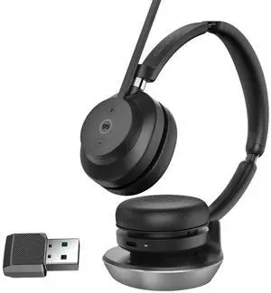 Rownfusny Wireless Stereo Headset with Noise Canceling Microphone for PC, Computer Headphones with USB Dongle & Bluetooth 5.3, Wireless Charging Base, Comfort Design Rownfusny Wireless Stereo Headset with Noise Canceling Microphone for PC, Computer Headphones with USB Dongle & Bluetooth 5.3, Wireless Charging Base, Comfort Design