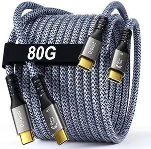 80Gbps Thunderbolt 5 Cable 5FT 2Pack Compatible, Braided USB4 2.0 Cable 8K@165Hz, 4K@540Hz, 120Gbps BW, 240W for iPhone 17, Mac mini, MacBook Pro, Studio Display, Galaxy, Thunderbolt 5/4, SSD, eGPU 80Gbps Thunderbolt 5 Cable 5FT 2Pack Compatible, Braided USB4 2.0 Cable 8K@165Hz, 4K@540Hz, 120Gbps BW, 240W for iPhone 17, Mac mini, MacBook Pro, Studio Display, Galaxy, Thunderbolt 5/4, SSD, eGPU