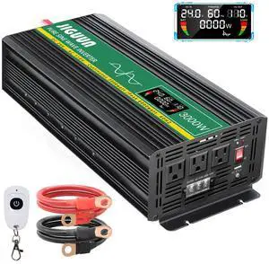 JIGUUN 3000 Watt Pure Sine Wave Power Inverter 24v DC to 110/120v AC Inverter 3 AC & USB Output, Car Converter with LCD Display for Home RV Camping Emergency (3000w-24v) JIGUUN 3000 Watt Pure Sine Wave Power Inverter 24v DC to 110/120v AC Inverter 3 AC & USB Output, Car Converter with LCD Display for Home RV Camping Emergency (3000w-24v)