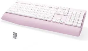 MPTOG Bluetooth Computer Wireless Retro Keyboard with Wrist Rest, Colorful Round Keys, Battery Powered Wireless Keyboard (Pink White) MPTOG Bluetooth Computer Wireless Retro Keyboard with Wrist Rest, Colorful Round Keys, Battery Powered Wireless Keyboard (Pink White)