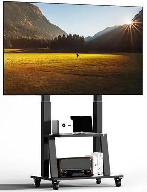 Duiliuu Mobile TV Cart Rolling TV Stand for 42 to 55 65 70 75 85 86 90 100 inch Television Heavy Duty Portable TV Stand on Wheels, Height Adjustment, Holds Up to 180 LBS, Vesa 200200-900600mm Duiliuu Mobile TV Cart Rolling TV Stand for 42 to 55 65 70 75 85 86 90 100 inch Television Heavy Duty Portable TV Stand on Wheels, Height Adjustment, Holds Up to 180 LBS, Vesa 200200-900600mm