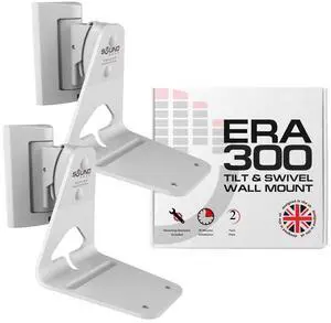 Sound Bass ERA300 Wall Mount Bracket, Tilt and Swivel, White, Twin (2pcs), Compatible with Sonos ERA 300, Effortless Installation, Includes Mounting Kit, Double, Pair Sound Bass ERA300 Wall Mount Bracket, Tilt and Swivel, White, Twin (2pcs), Compatible with Sonos ERA 300, Effortless Installation, Includes Mounting Kit, Double, Pair