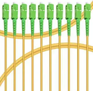 Bangun 10Pack - 3m SC/APC to SC/APC Fiber Optic Internet Cable, Single Mode Patch Cable, Fiber Optic Jumper Optical Patch Cord - SIMPLEX - 9/125um - OS1/OS2 Compatible, LSZH Yellow Bangun 10Pack - 3m SC/APC to SC/APC Fiber Optic Internet Cable, Single Mode Patch Cable, Fiber Optic Jumper Optical Patch Cord - SIMPLEX - 9/125um - OS1/OS2 Compatible, LSZH Yellow