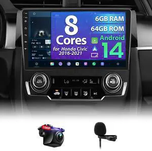 8 Core 6+64G Car Radio for Honda Civic 2016 2017 2018 2019 2020 2021 with Wireless CarPlay Android Auto, 9" Ultra-HD Touchscreen Upgraded Civic 2016-2021 Stereo with SWC, AM/FM/RDS, 1080P Camer 8 Core 6+64G Car Radio for Honda Civic 2016 2017 2018 2019 2020 2021 with Wireless CarPlay Android Auto, 9" Ultra-HD Touchscreen Upgraded Civic 2016-2021 Stereo with SWC, AM/FM/RDS, 1080P Camer