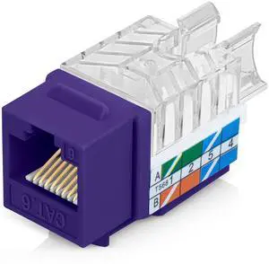 Everest 45 Degree RJ45 Cat6 Keystone Jacks Slim Profile 20-Pack Purple Everest 45 Degree RJ45 Cat6 Keystone Jacks Slim Profile 20-Pack Purple