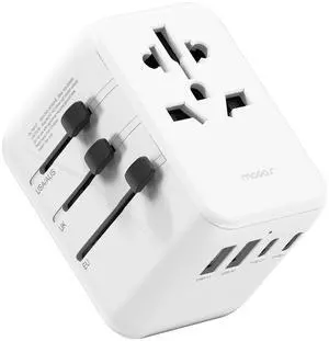 mooas Universal Travel Adapter, International Power Plug Adapter with 2 USB-C and 2 USB-A Ports, PD30W, 2500W All-in-One Worldwide Wall Charger for USA EU UK AUS (White) mooas Universal Travel Adapter, International Power Plug Adapter with 2 USB-C and 2 USB-A Ports, PD30W, 2500W All-in-One Worldwide Wall Charger for USA EU UK AUS (White)