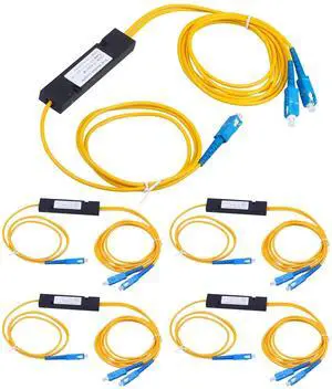 Duogalia 5-Pack SC/UPC Fiber Optical FBT Splitter 1x2(1 in 2 Out) Singlemode 1310/1550nm for Network Signal Distribution Duogalia 5-Pack SC/UPC Fiber Optical FBT Splitter 1x2(1 in 2 Out) Singlemode 1310/1550nm for Network Signal Distribution