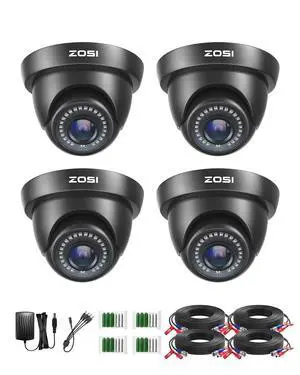 ZOSI 4 Pack 1080P 1920TVL HD-TVI Dome Security Cameras,Night Vision,2MP Indoor Outdoor Home Surveillance CCTV Camera for 1080P/5MP/4K TVI Analog DVR ZOSI 4 Pack 1080P 1920TVL HD-TVI Dome Security Cameras,Night Vision,2MP Indoor Outdoor Home Surveillance CCTV Camera for 1080P/5MP/4K TVI Analog DVR