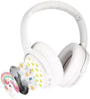 BuddyPhones Cosmos Fun ^^ Wired or Wireless Foldable ANC Bluetooth Headphones + Microphone - SafeAudio Volume-Limiting Options, for Toddlers to Young Adults (White) BuddyPhones Cosmos Fun ^^ Wired or Wireless Foldable ANC Bluetooth Headphones + Microphone - SafeAudio Volume-Limiting Options, for Toddlers to Young Adults (White)