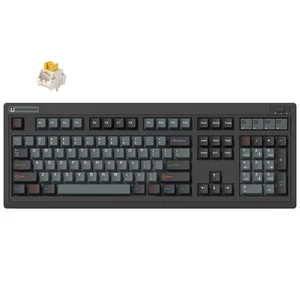 FLESPORTS OG104 Retro Tri-Mode Mechanical Keyboard, Full-Size Gasket Mount Hot Swappable Gaming Keyboard, PBT Keycaps, 4000mAh for Mac/PC - Pre-lubed Creamy Linear Switches ^^ Black FLESPORTS OG104 Retro Tri-Mode Mechanical Keyboard, Full-Size Gasket Mount Hot Swappable Gaming Keyboard, PBT Keycaps, 4000mAh for Mac/PC - Pre-lubed Creamy Linear Switches ^^ Black