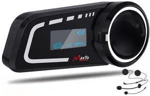 MAXTO M2C Motorcycle Bluetooth Headset, 1000M 6-Way Group Helmet Intercom Communication System with LCD Screen, IP65 Waterproof, FM, Dual Phone Connection, Noise Reduction, Soft and Hard Mic, 1 Pack MAXTO M2C Motorcycle Bluetooth Headset, 1000M 6-Way Group Helmet Intercom Communication System with LCD Screen, IP65 Waterproof, FM, Dual Phone Connection, Noise Reduction, Soft and Hard Mic, 1 Pack